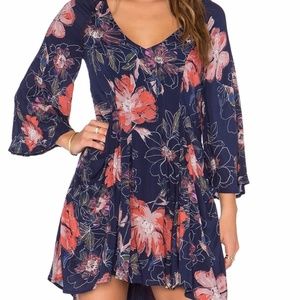 Free People Eyes On You Navy Floral Dress small